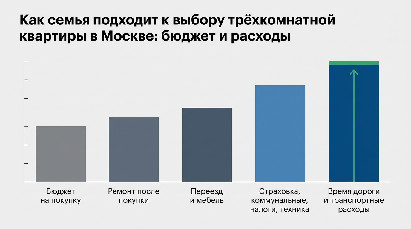 Как семья подходит к выбору трехкомнатной квартиры в Москве: бюджет и расходы