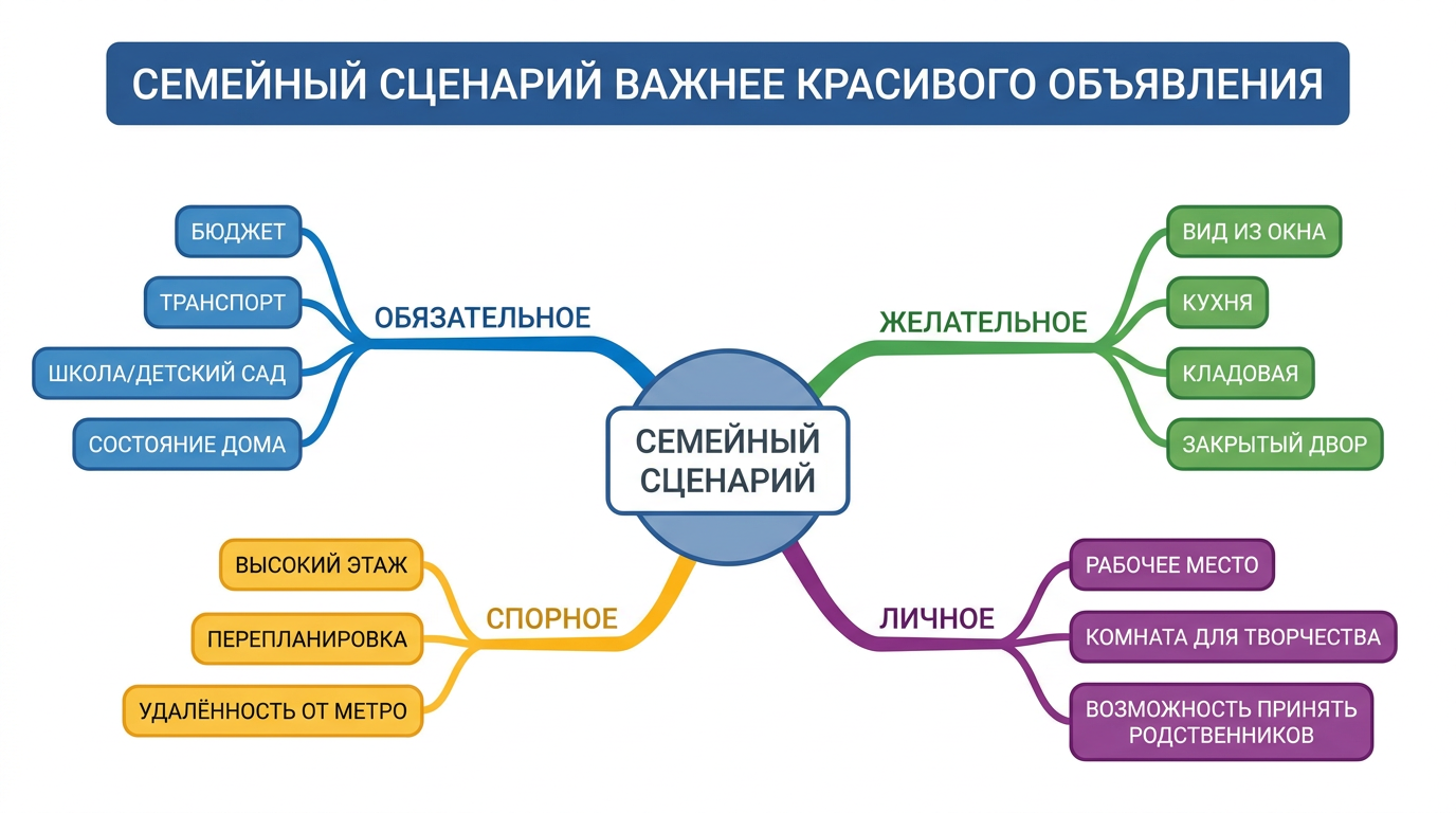 Семейный сценарий важнее красивого объявления